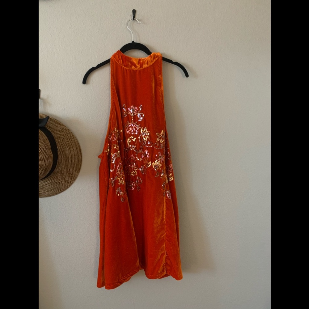 Burnt orange free people velvet dress